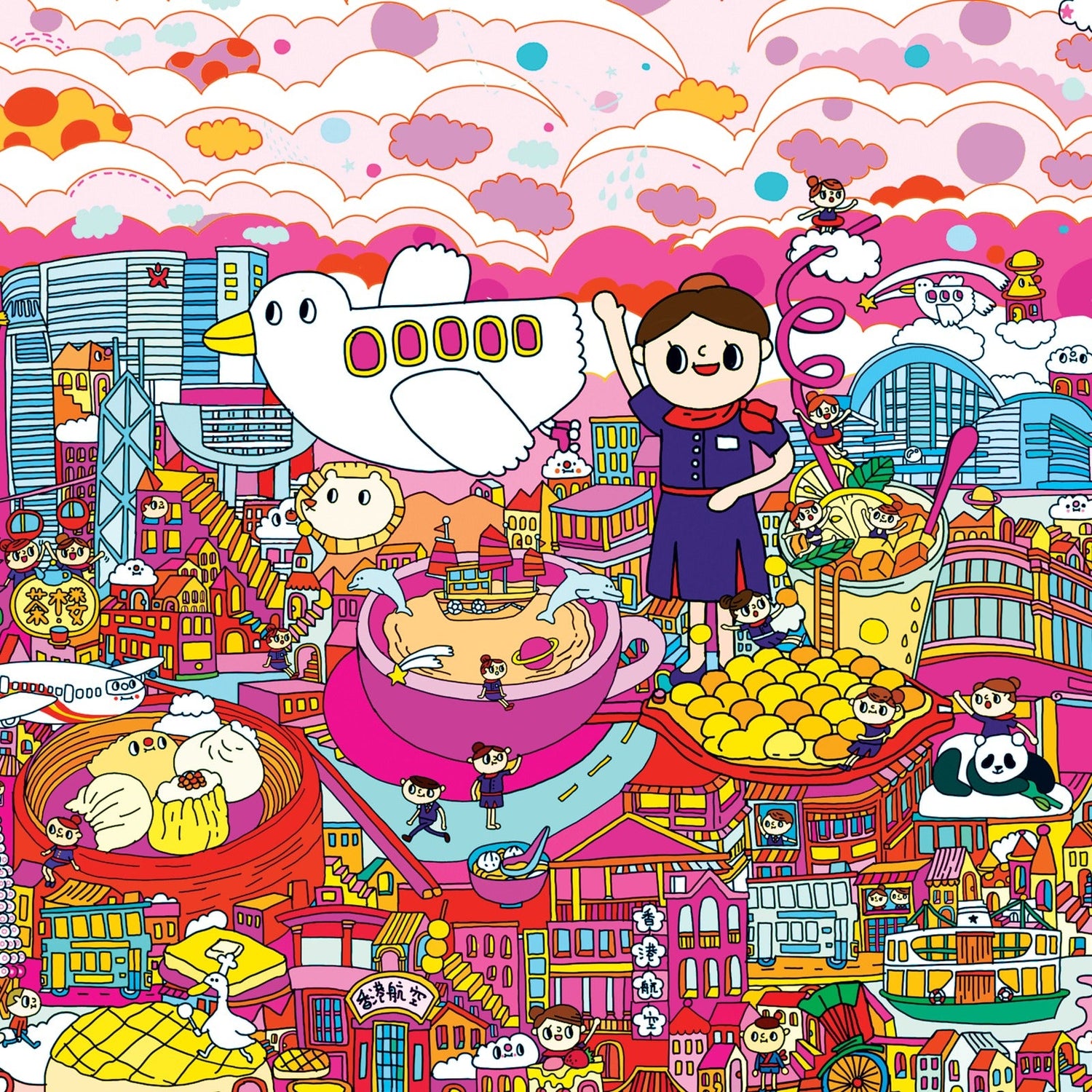 Illustrator Jane Lee x Hong Kong Airlines collection