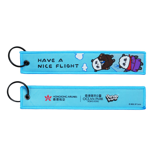 Hong Kong Airlines x Ocean Park “Panda Friends” | Embroidery Strap Key Chain (Blue) 刺繡掛帶鎖匙扣 (藍色)